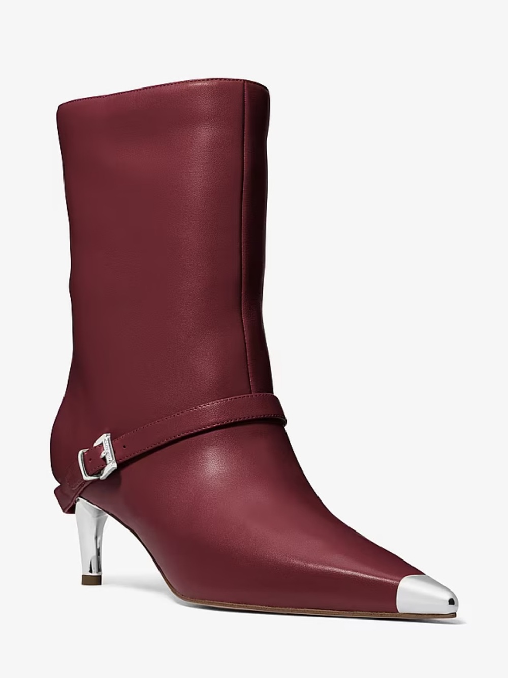 Michael Kors Kasia Leather Buckle Boot in Oxblood - Picture 3 of 8